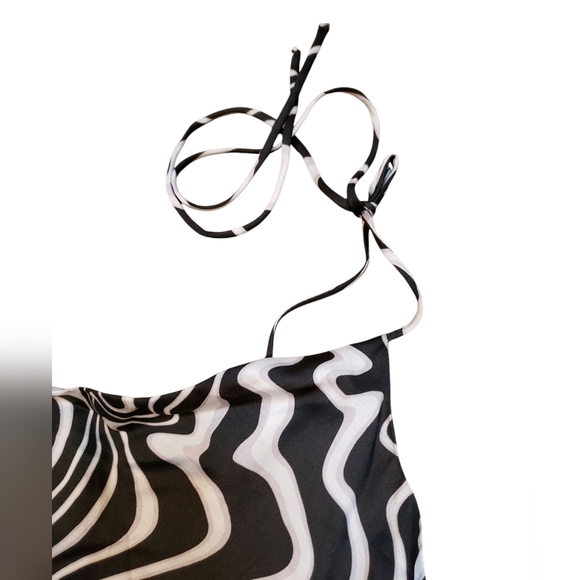 Zara Black Grey Swirl Slip Dress NWT Small - Picture 7 of 7